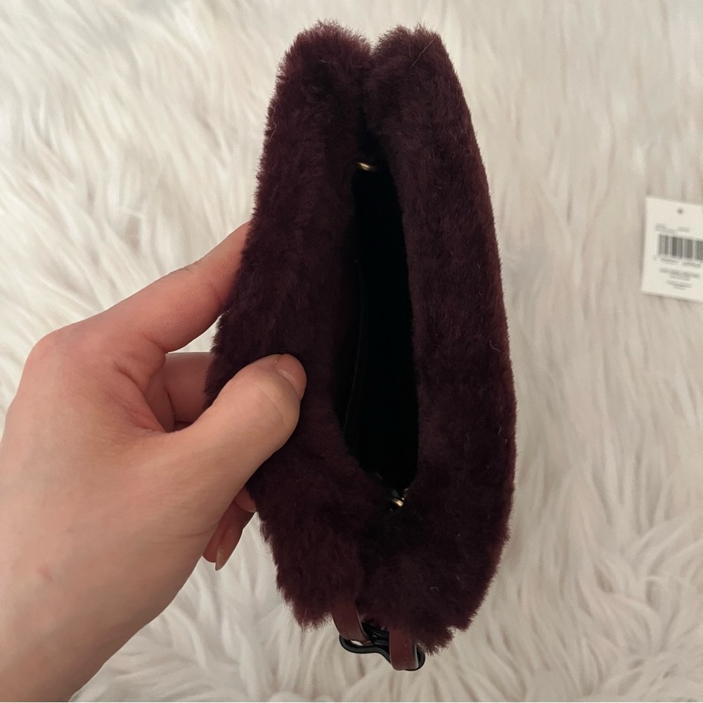 Coach Drawstring Shearling Pouch in Burgundy/Sangria - Picture 7 of 16